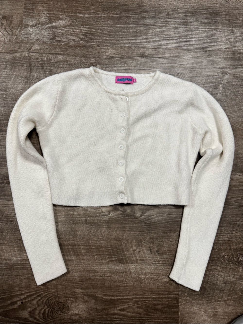 Edikted Button Front White Cropped Cardigan Size XS/S